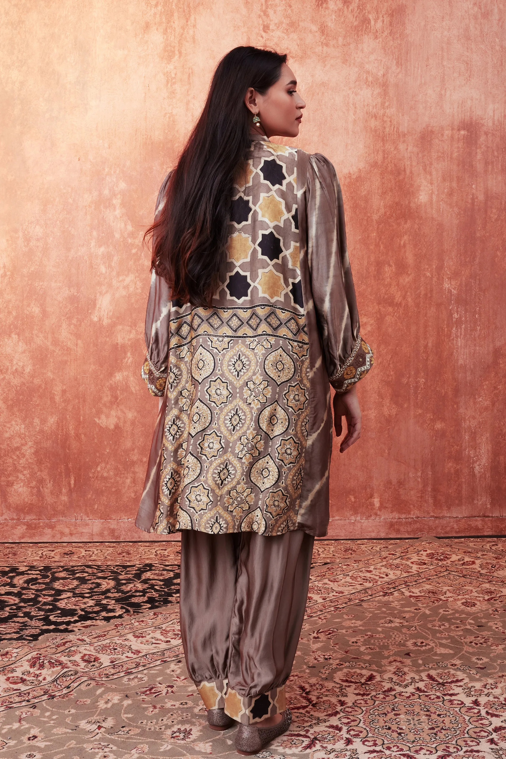 Rose Gold Moroccan Ajrakh Printed Co-Ord Set