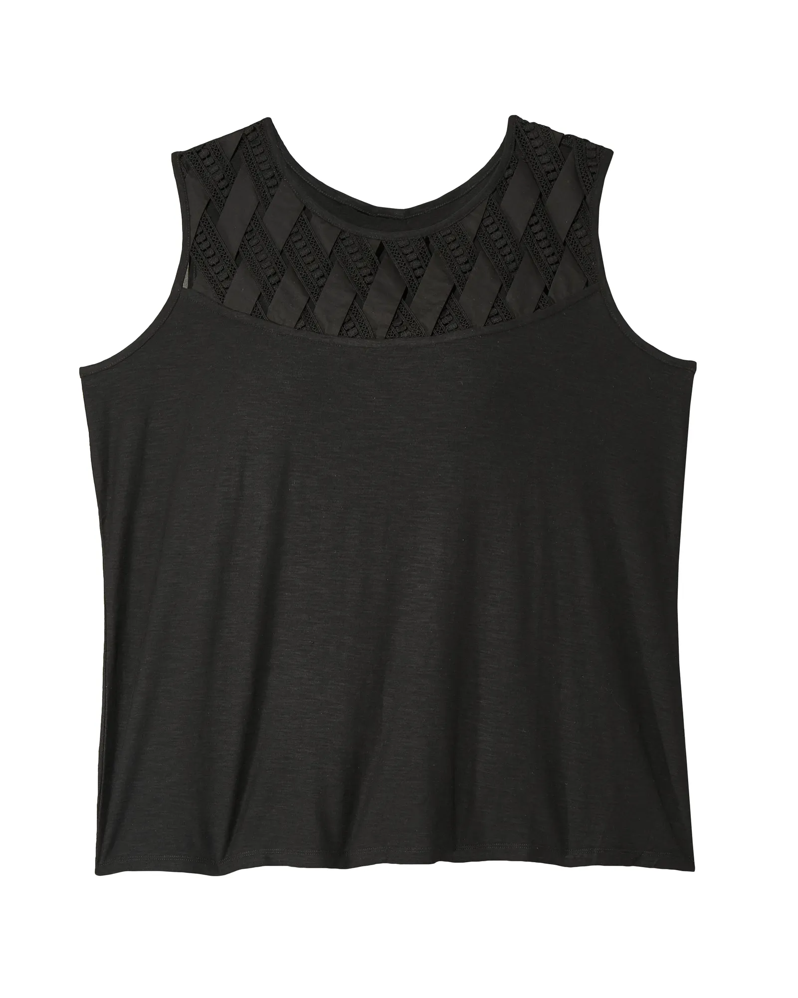 Ruby Woven Front Detail Knit Top | Black