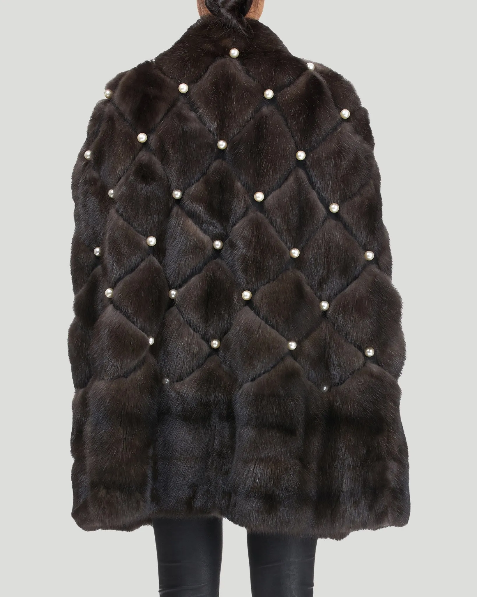 Russian Sable Cape with Pearl Detail