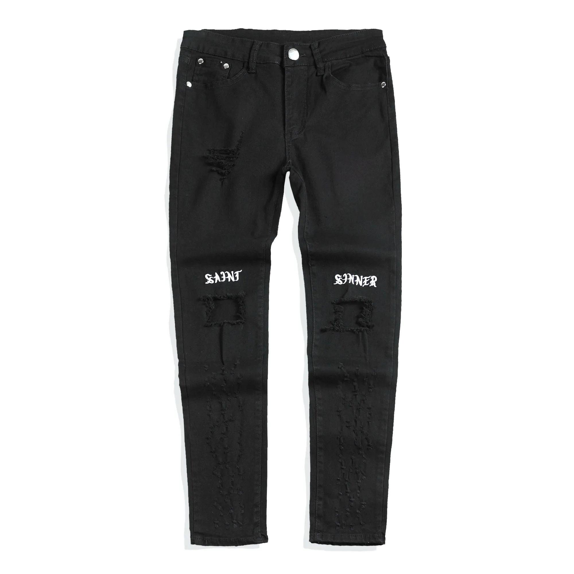 Saint Sinner Distressed Black Jeans