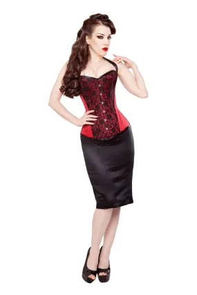 Satin Corset With Black Lace & Pencil Skirt