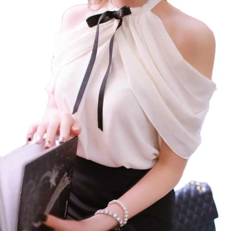 Sexy Off Shoulder Top Slash Chiffon Blouse