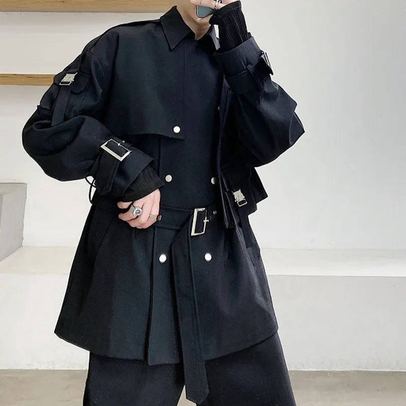 Short Trench Coat With Metal Buckles