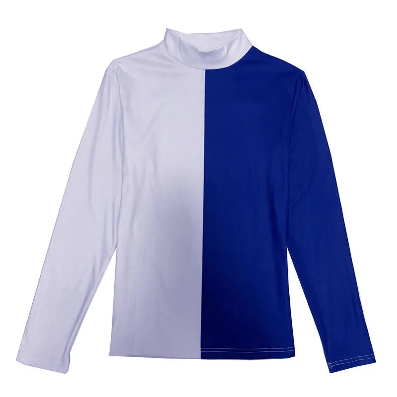 Side-by-Side Color Long Sleeve Velour T-Shirt