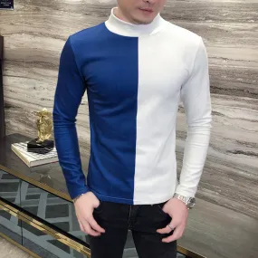 Side-by-Side Color Long Sleeve Velour T-Shirt