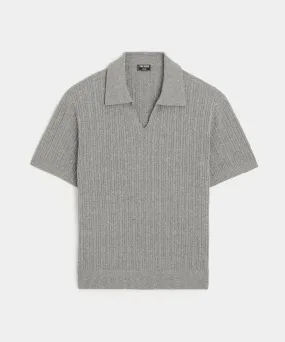 Silk Donegal Montauk Polo in Vintage Pewter