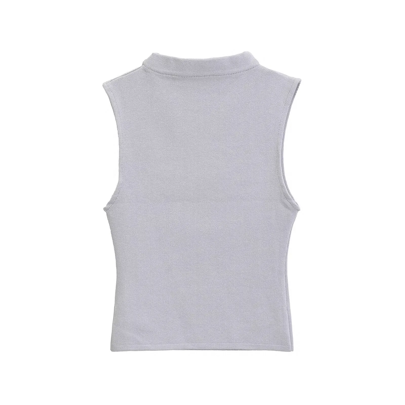 Slim Fit Short Half Turtleneck Sleeveless Top