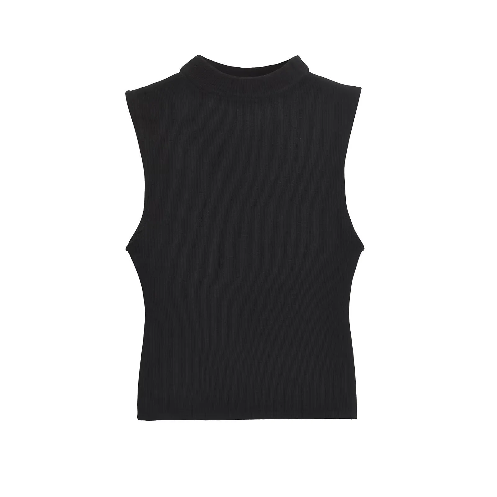 Slim Fit Short Half Turtleneck Sleeveless Top