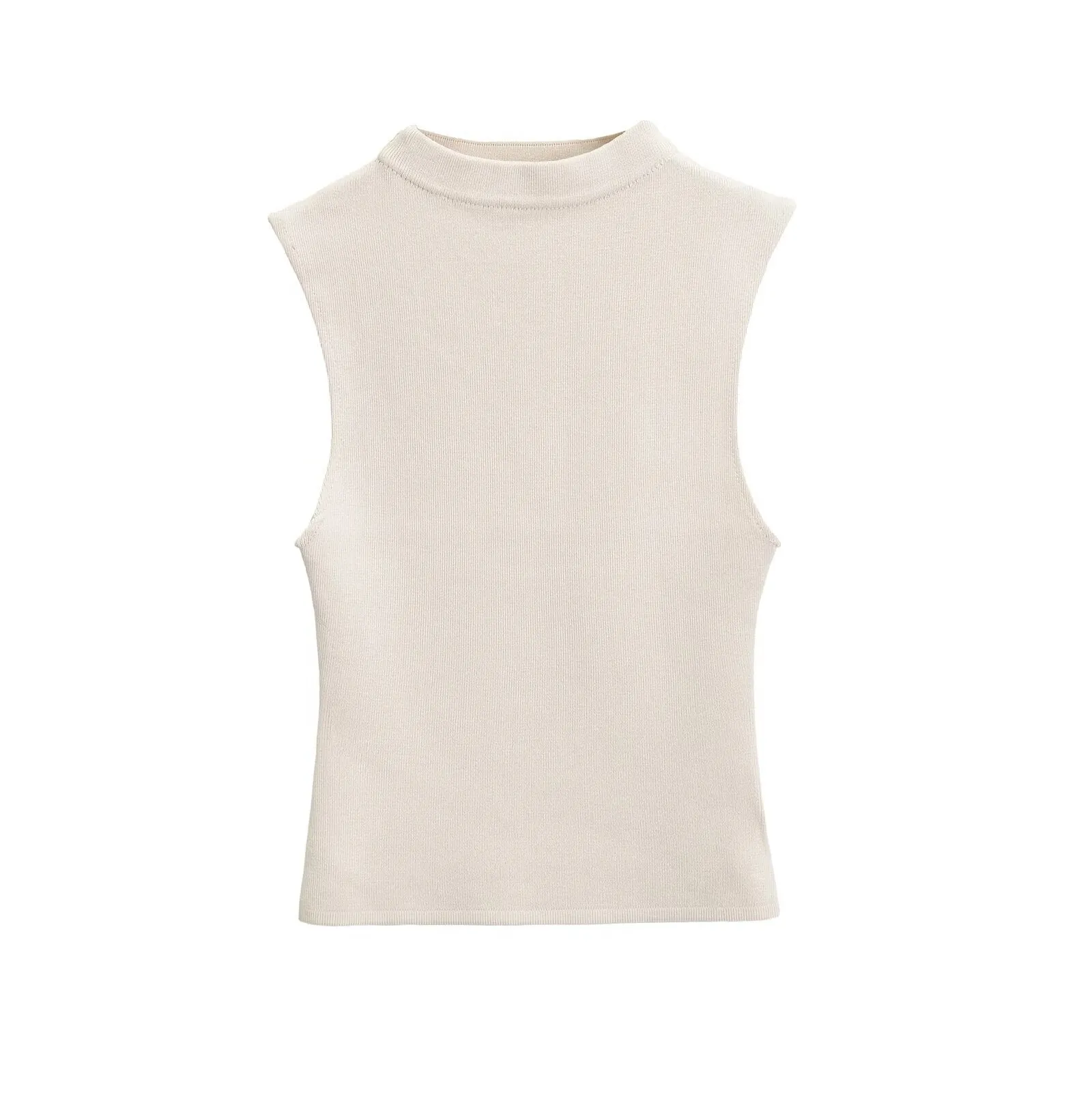 Slim Fit Short Half Turtleneck Sleeveless Top