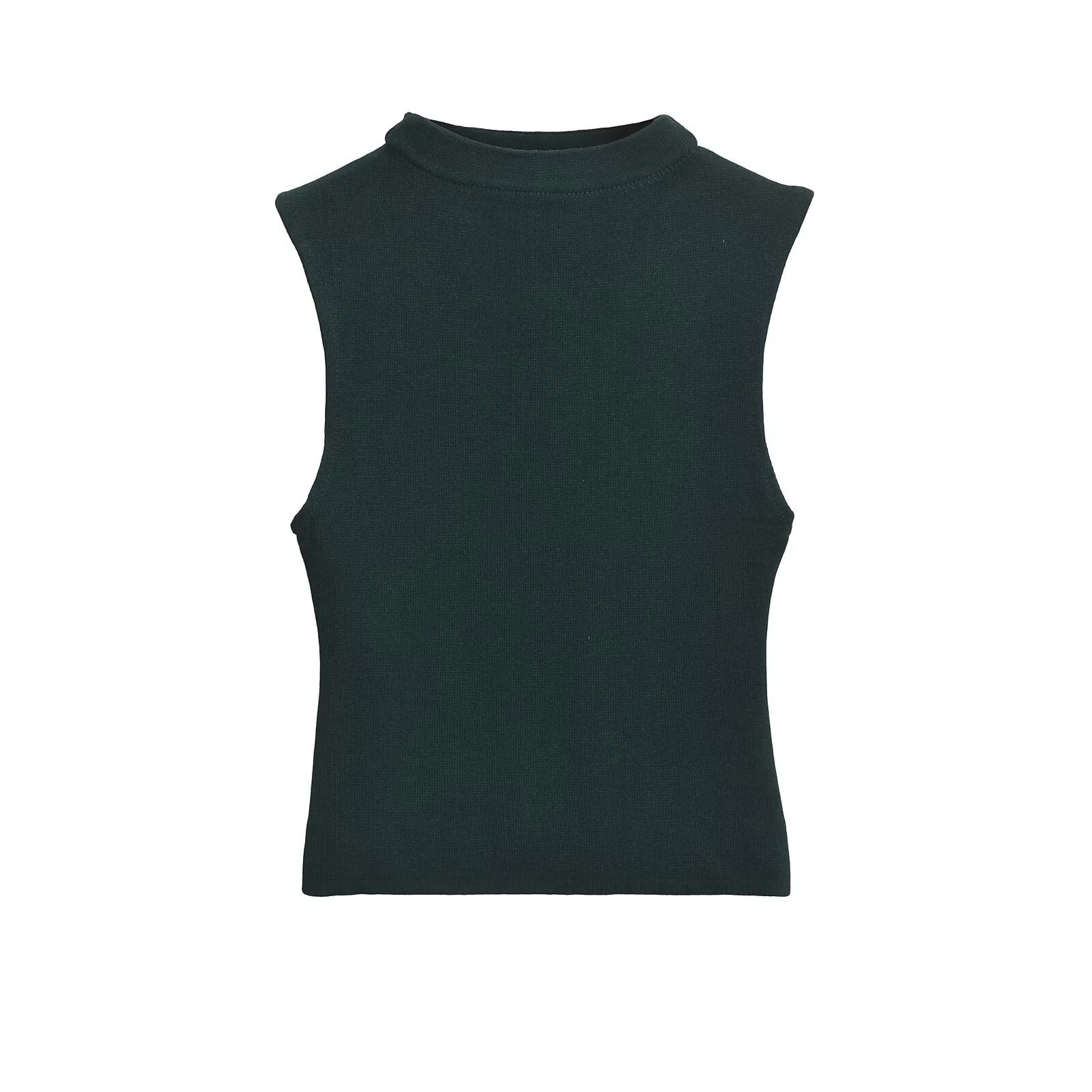 Slim Fit Short Half Turtleneck Sleeveless Top