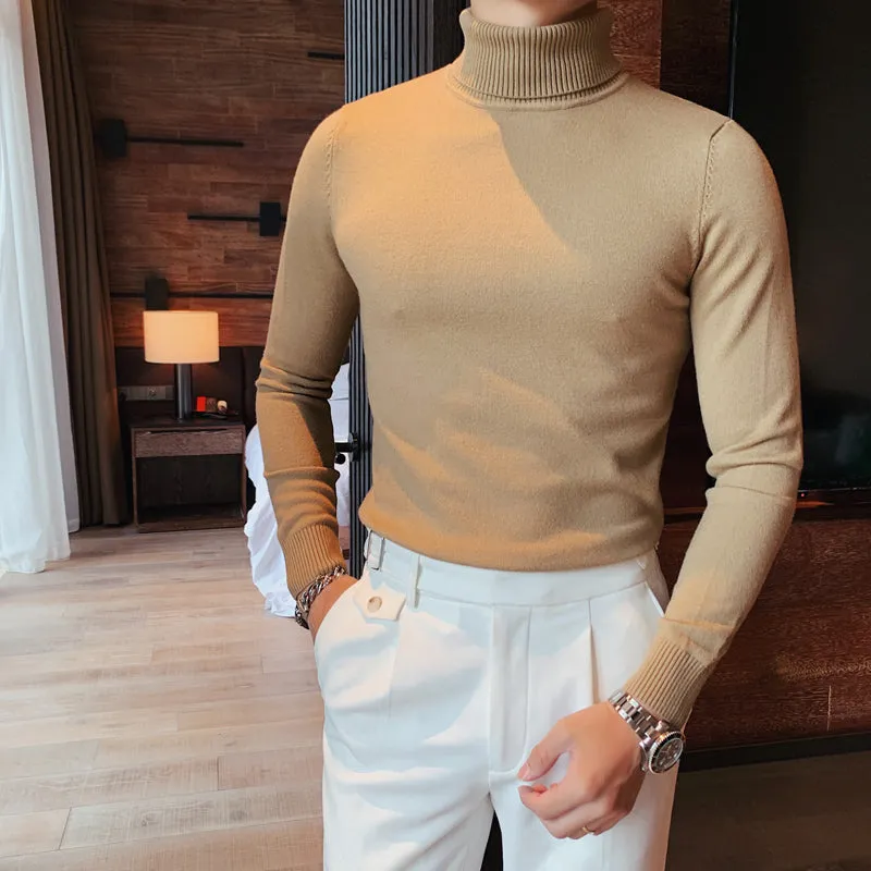 Slim Fit Turtleneck Pullover Lapel Knitted Sweater