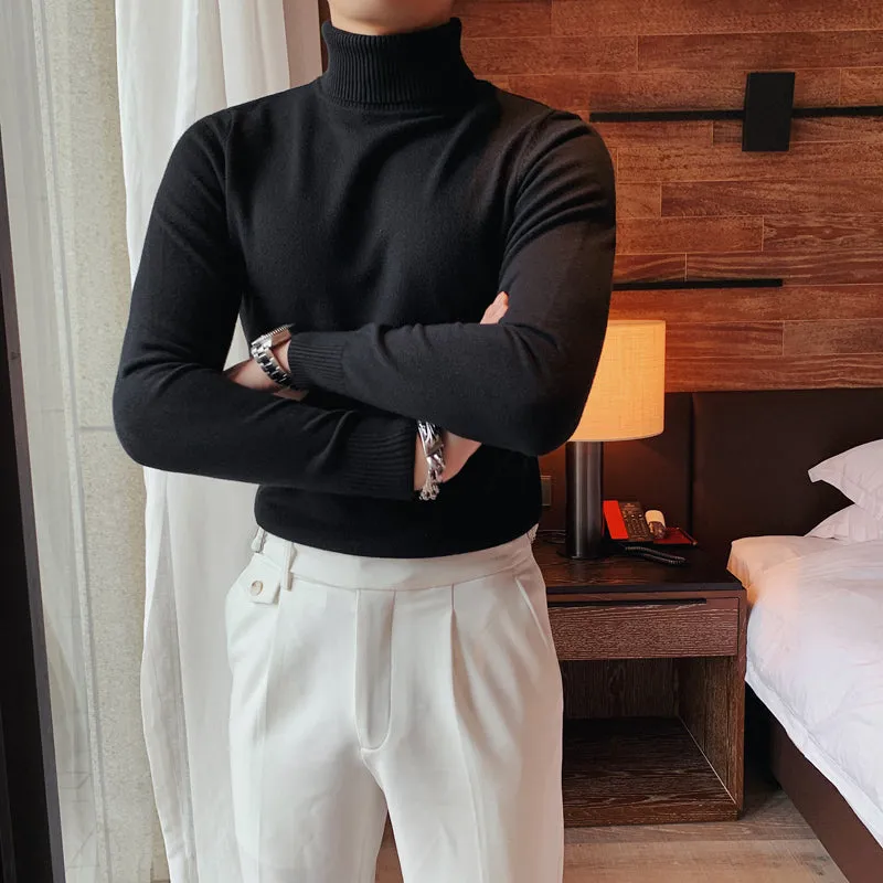 Slim Fit Turtleneck Pullover Lapel Knitted Sweater