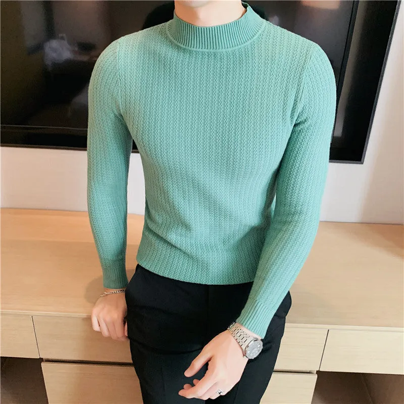 Slim Fit Turtleneck Pullover Lapel Knitted Sweater