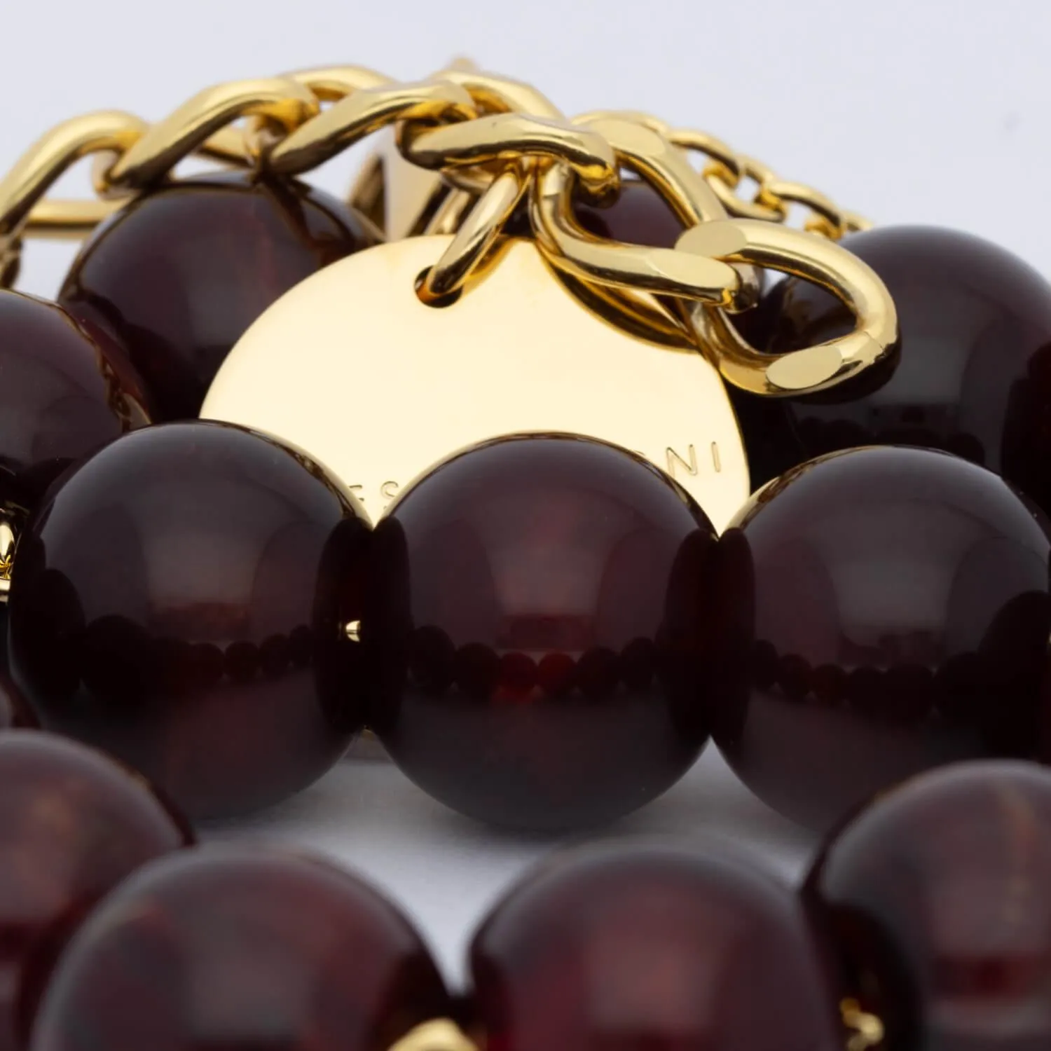 Small Beads Necklace Short Bordeaux Marble