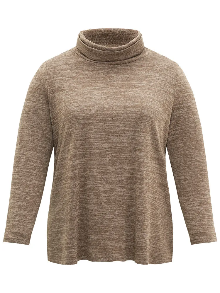 Solid Heather Turtleneck Knit T-shirt