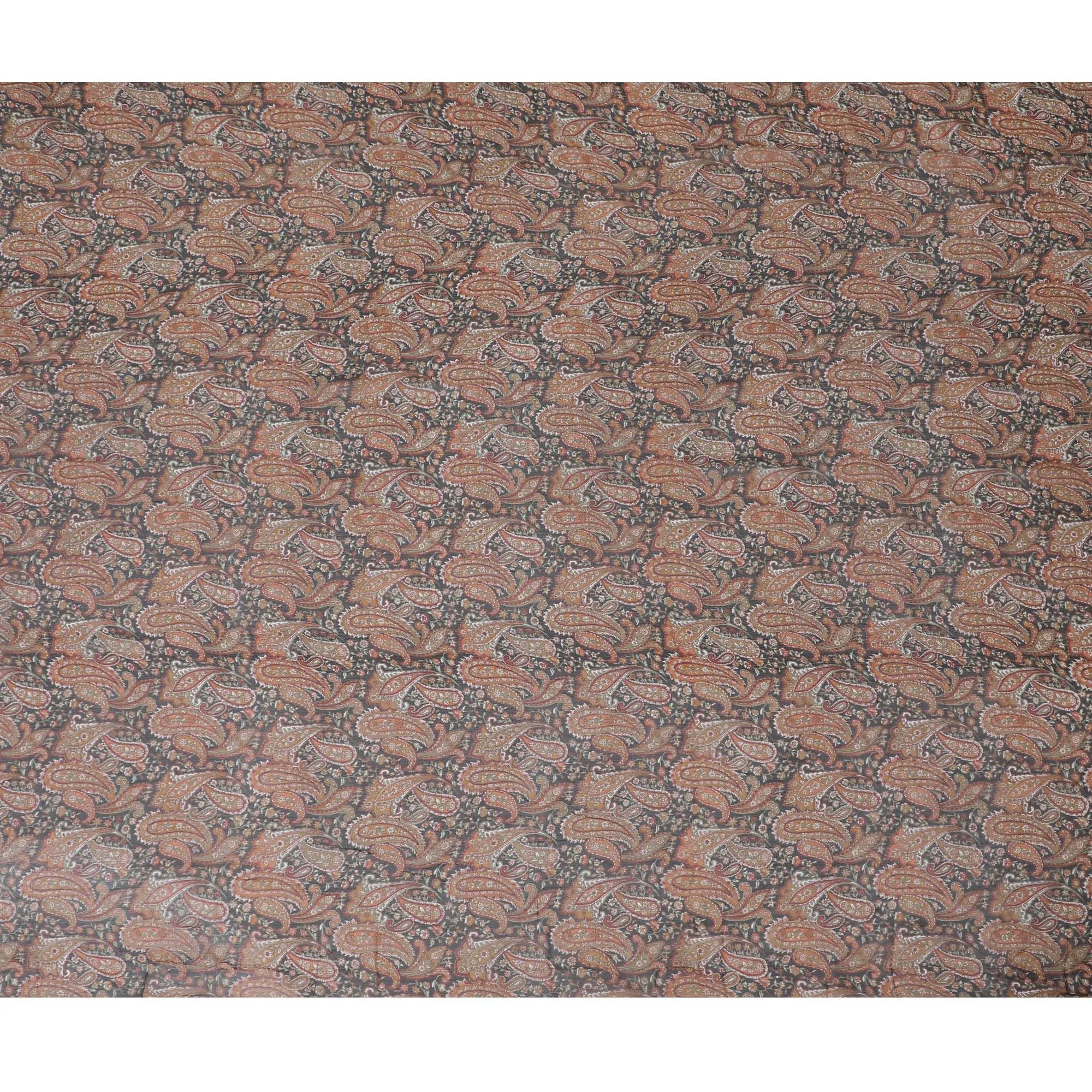 Spiced Paisley Pure Wrinkle Silk Chiffon Fabric - Intricate Design, 110cm Width - Buy Online by the Meter-D18053