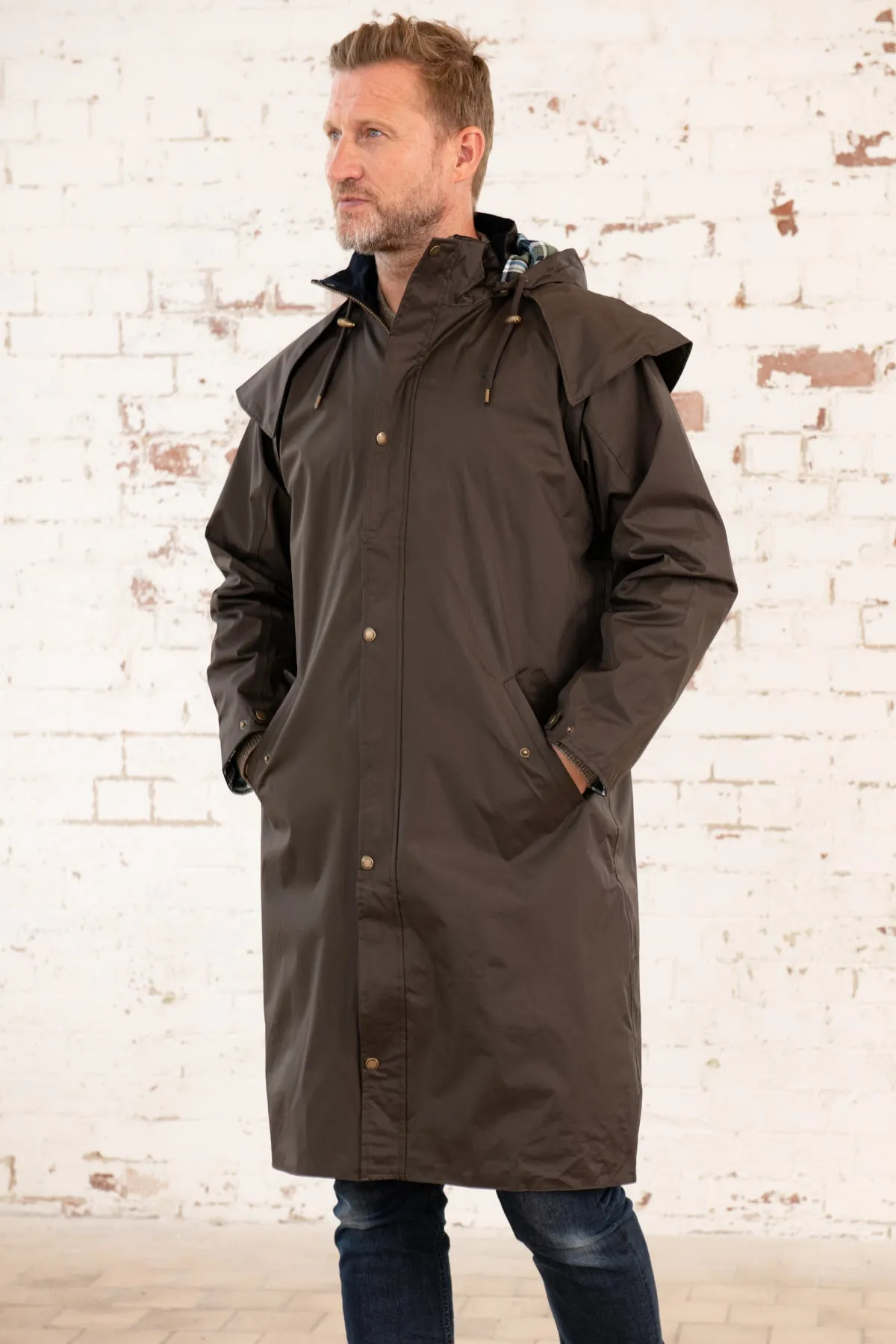 Stockman Full Length Rain Coat - Chocolate