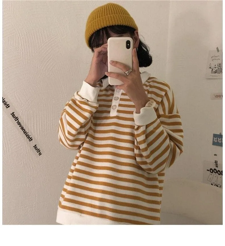 Striped Polo-Shirt With Buttons