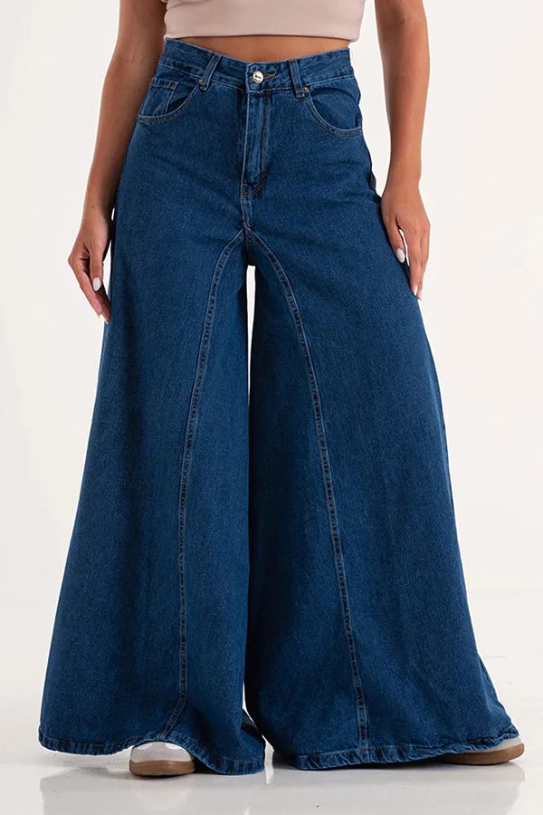 Stylish High Waist Wide Leg Jeans