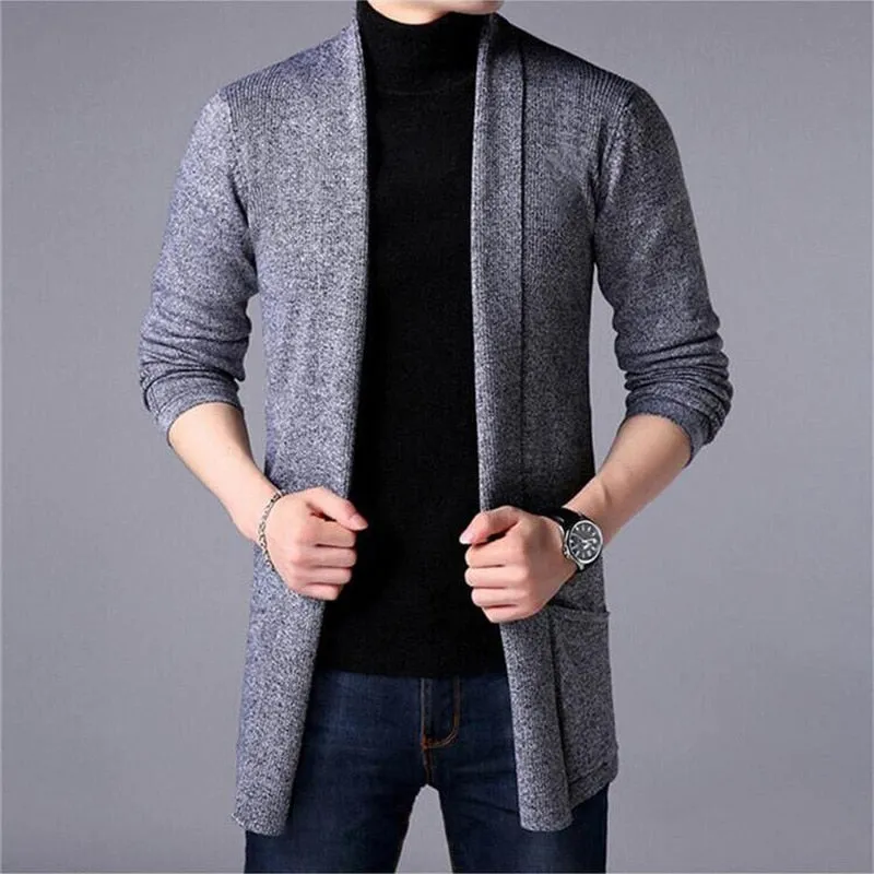 Sweater Coats Men New Fashion 2020 Autumn Men's Slim Long Solid Color Knitted Jacket Fashion Men's Casual Sweater Cardigan Coats