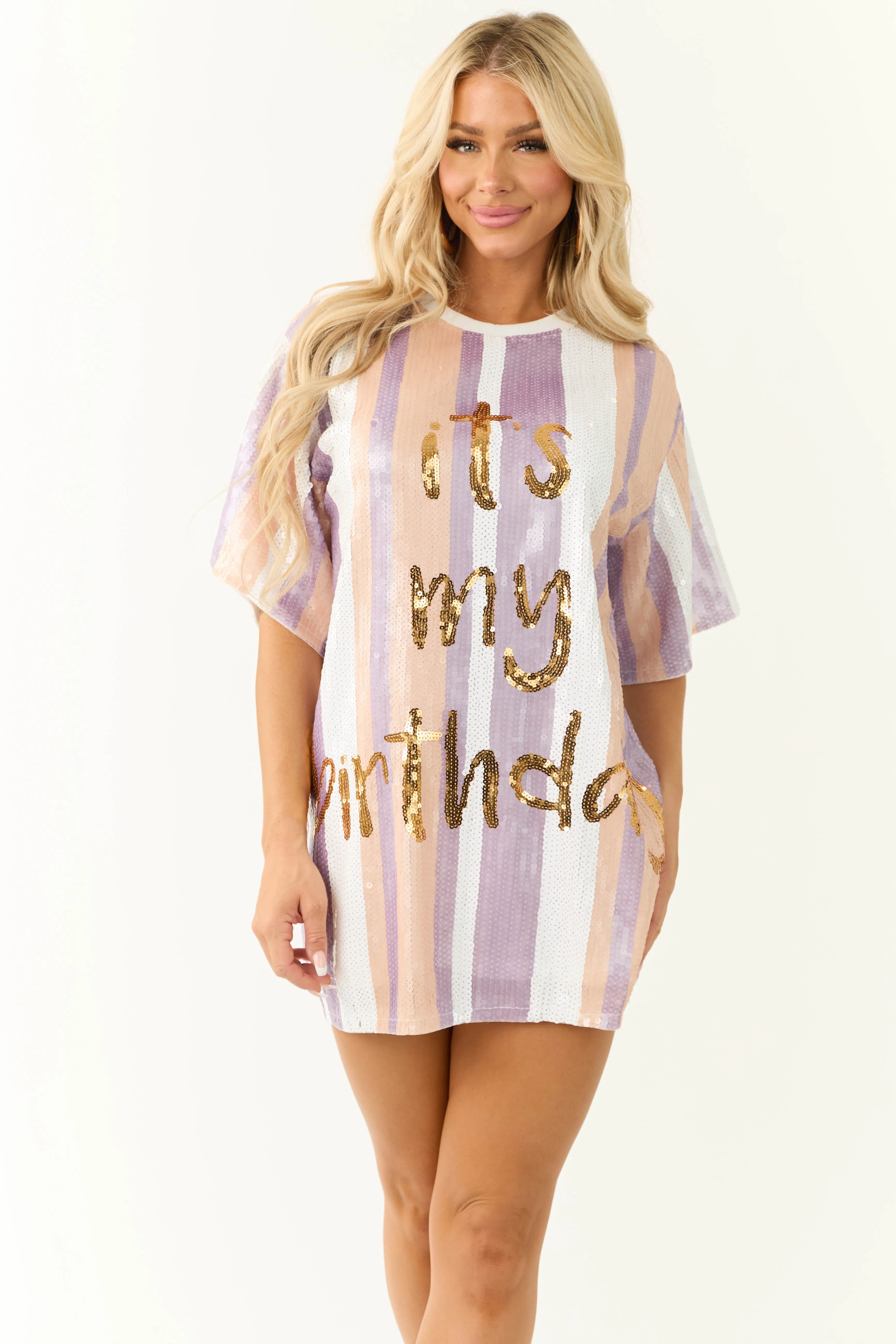 Tea Rose 'It's My Birthday' Sequin Tunic Dress