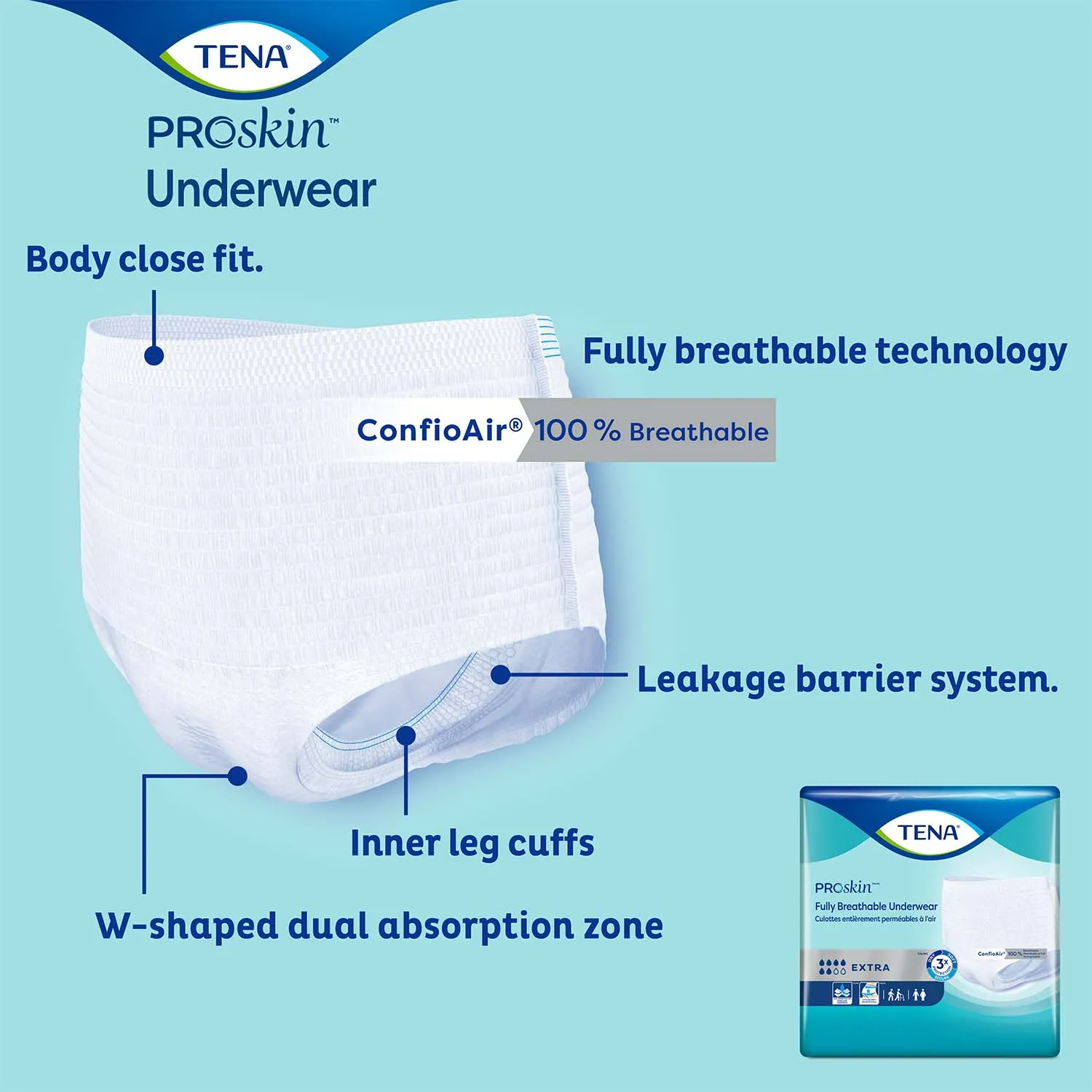 TENA ProSkin Extra Protective Incontinence Underwear 45"- 58", Moderate Absorbency, Unisex, Large