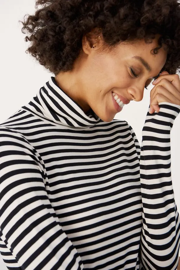 The Efinas Striped Turtleneck by Part Two - Black - PLUS