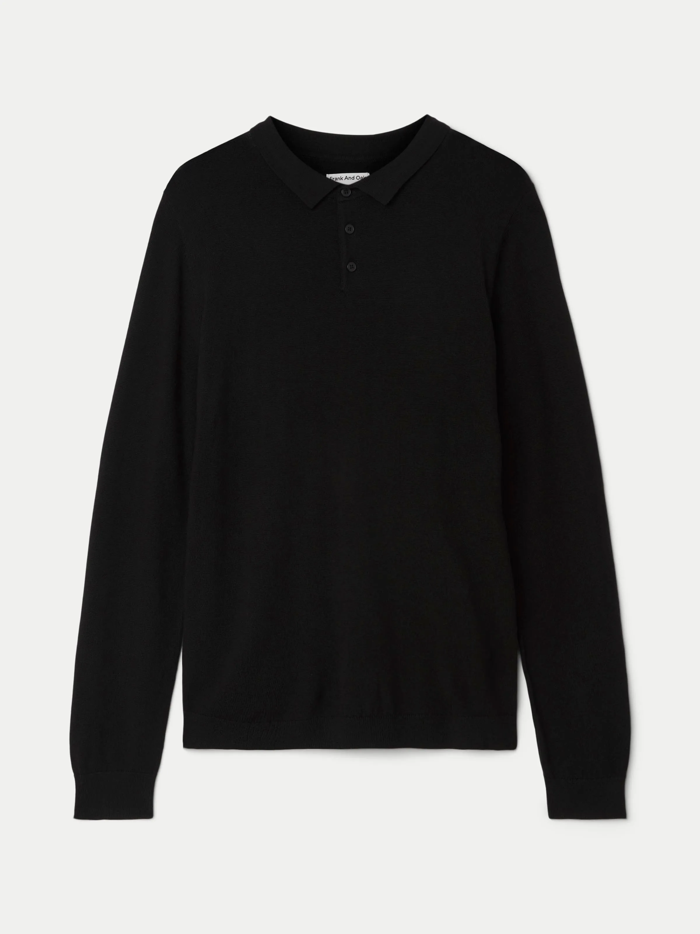 The Merino Polo Sweater in Black