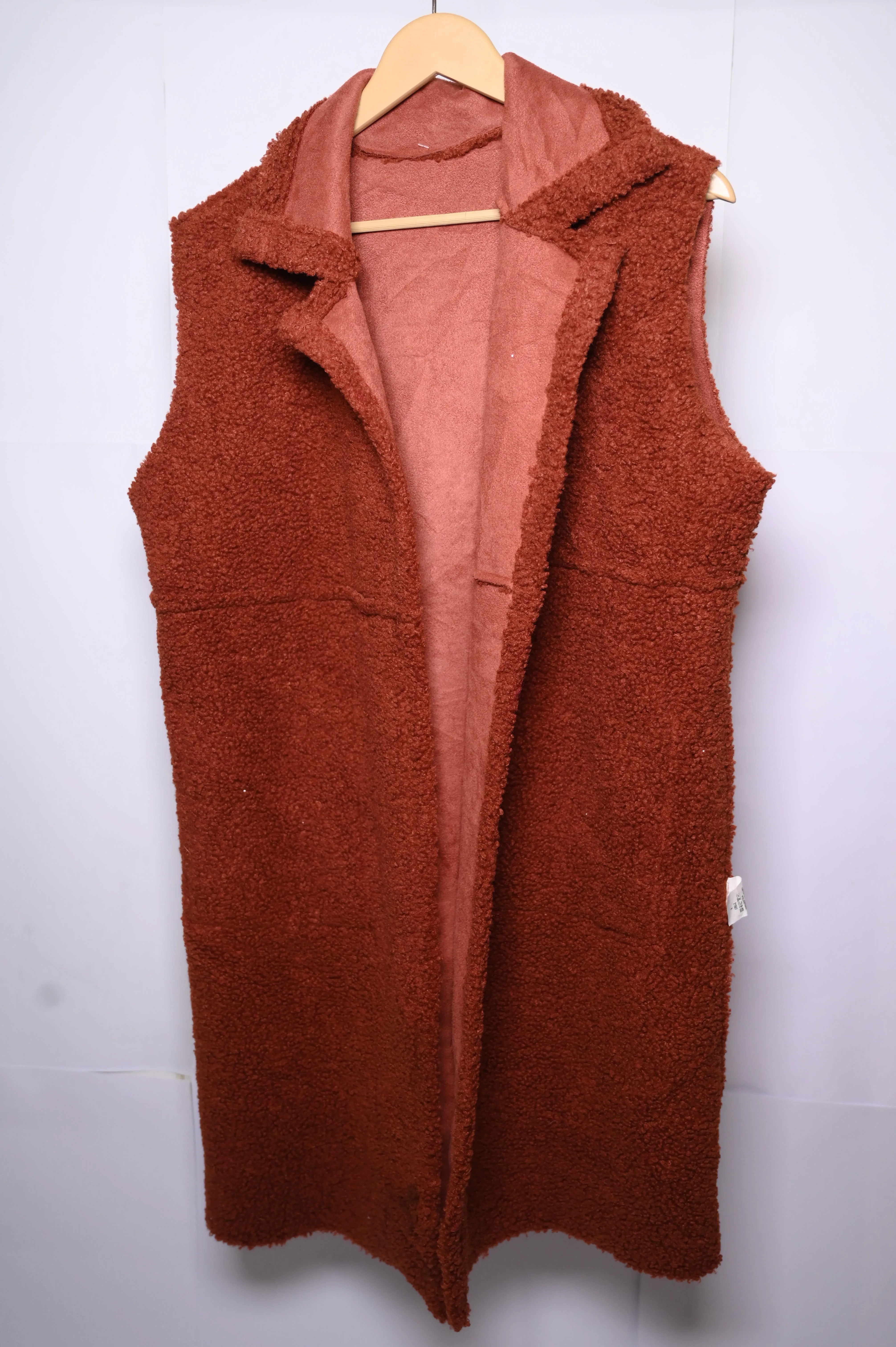 Thriftyfy Fluffy Rusty Orange Wool Long Sweater - Large