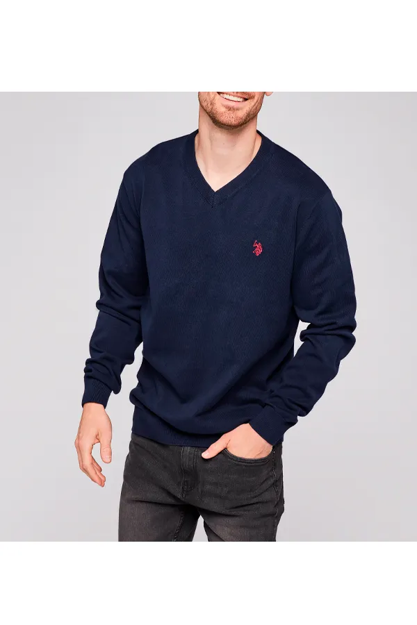 U.S. POLO ASSN. V-Neck Knit Sweater Cosmo Navy