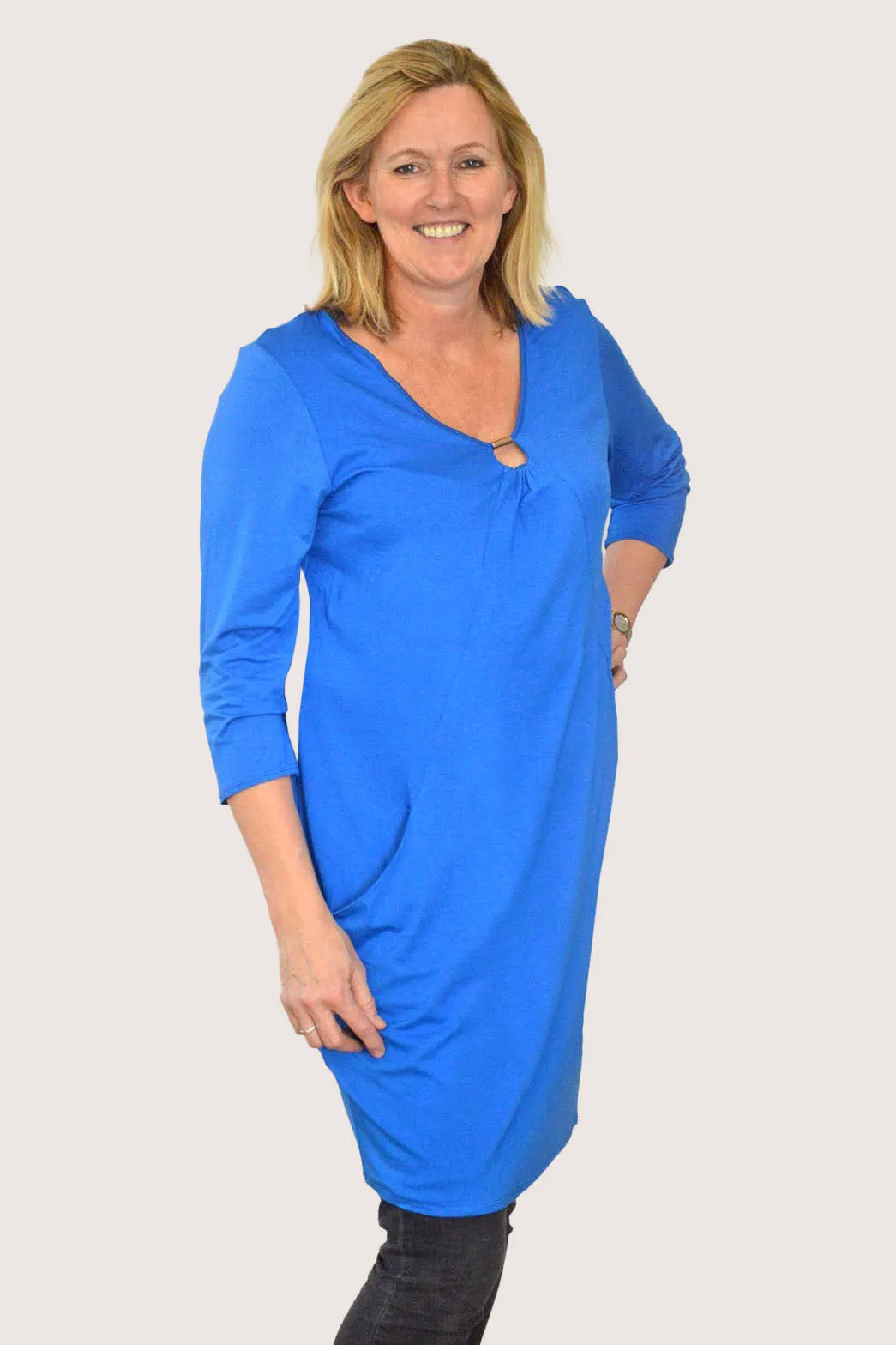 V Neck Jersey Tunic Dress