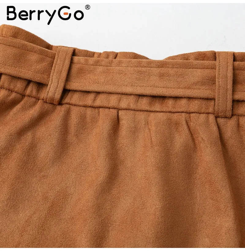 VenusFox Sexy High waist belt leather bodycon skirt