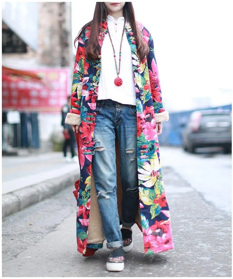 Vintage Floral Trench Coat