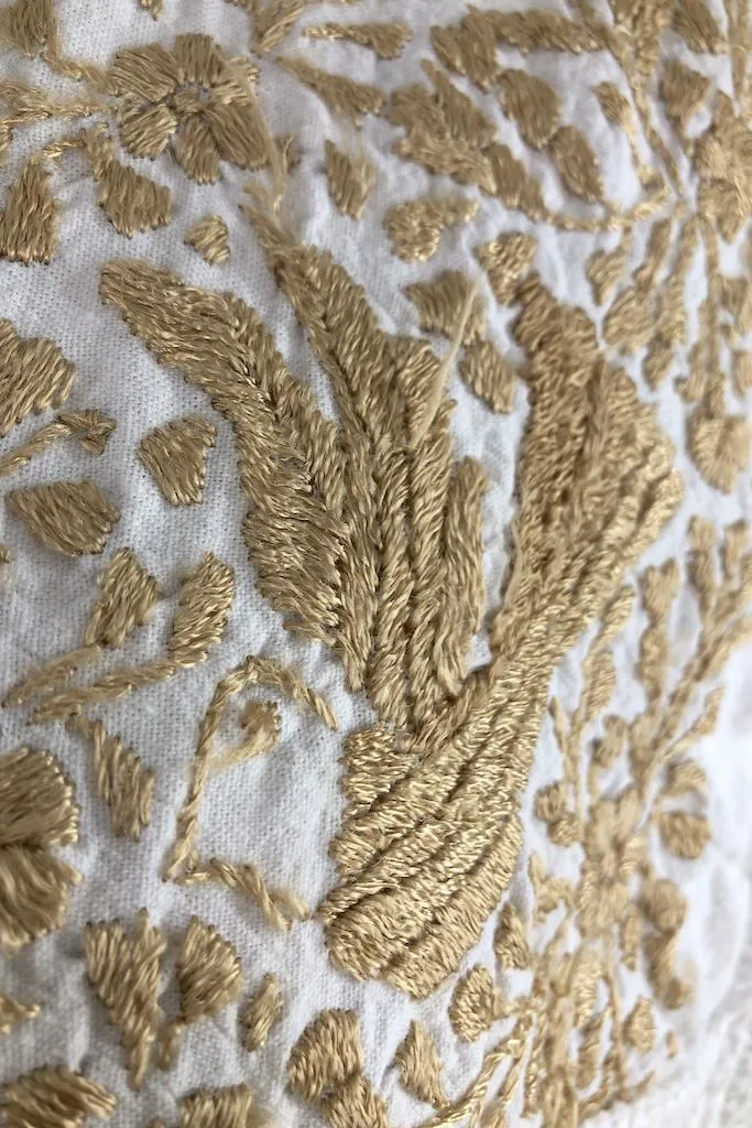 Vintage Gold Embroidered Cotton Tunic