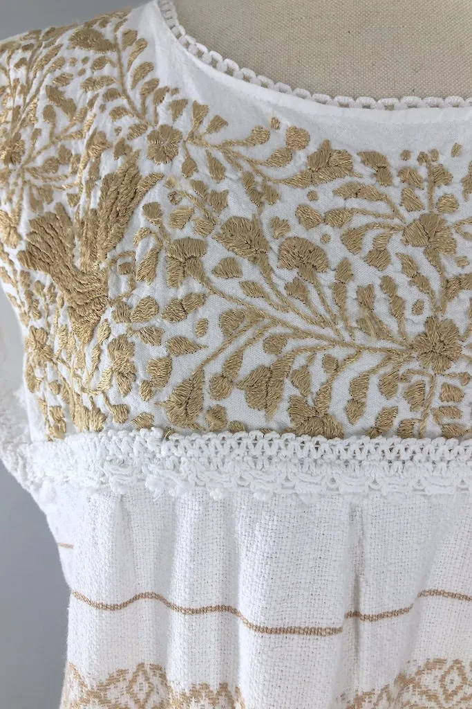 Vintage Gold Embroidered Cotton Tunic