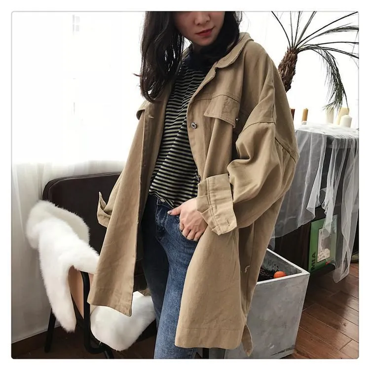 Vintage Loose Long Sleeve Casual Trench Coat