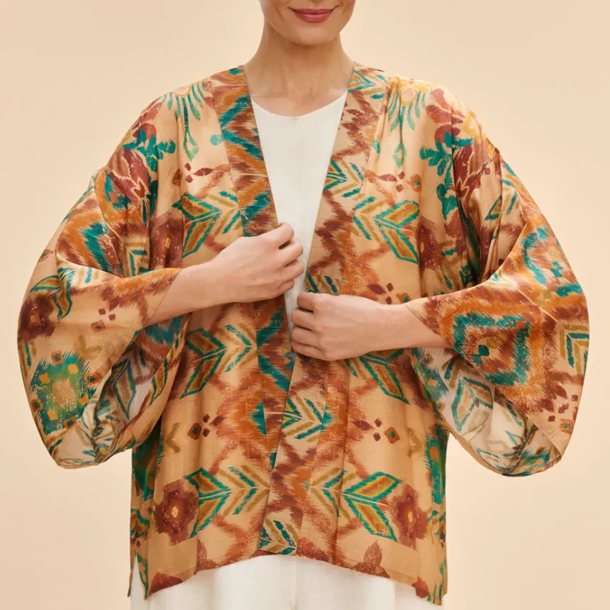 Warm Cream Ikat - Kimono Jacket