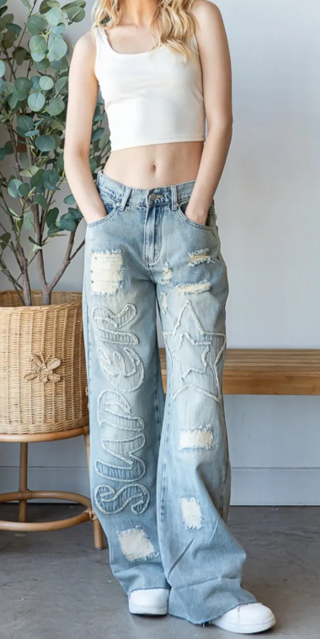 Washed Super Star Denim Pants