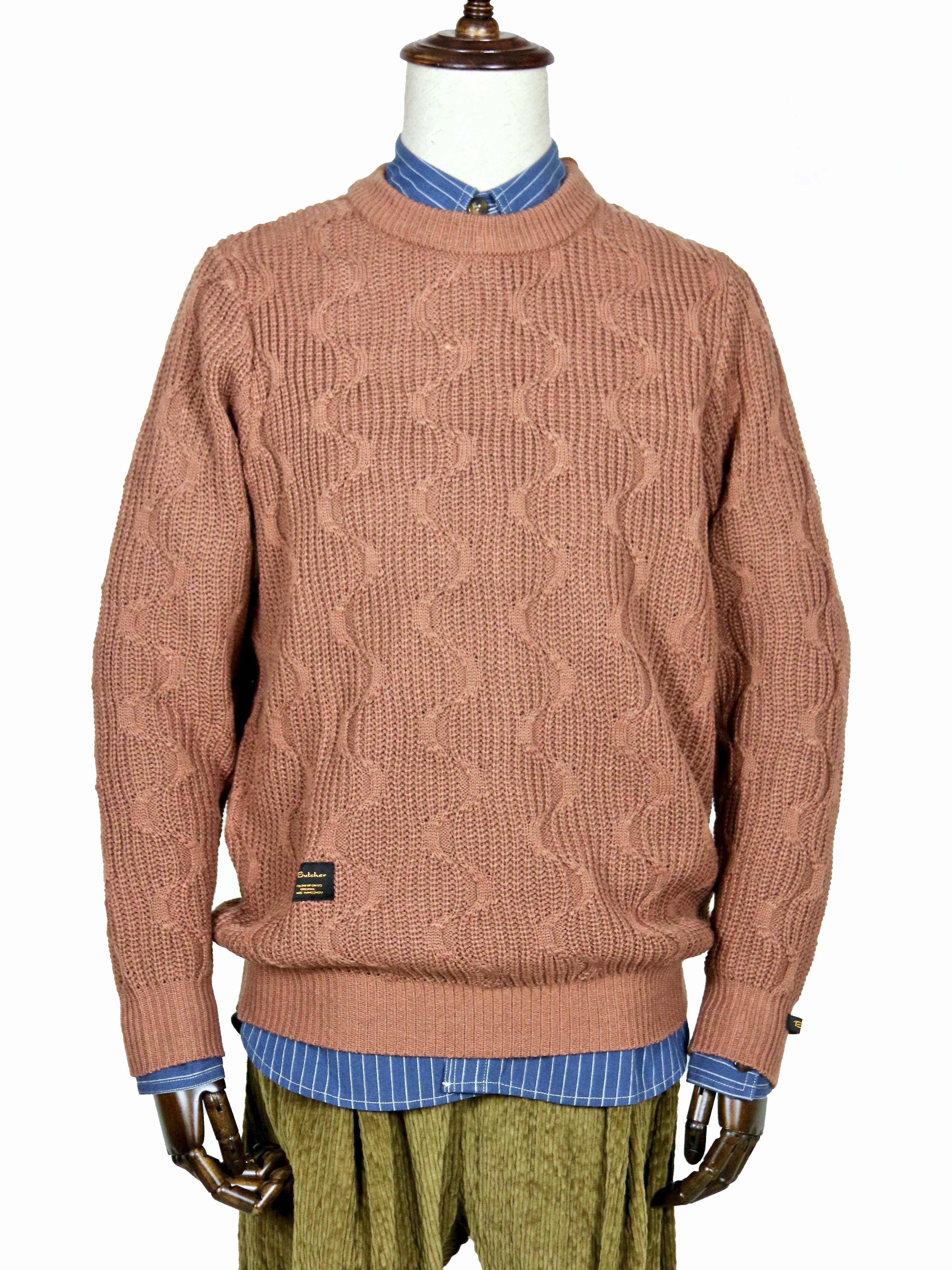 Wave Pattern Round Collar Knitted Jumper