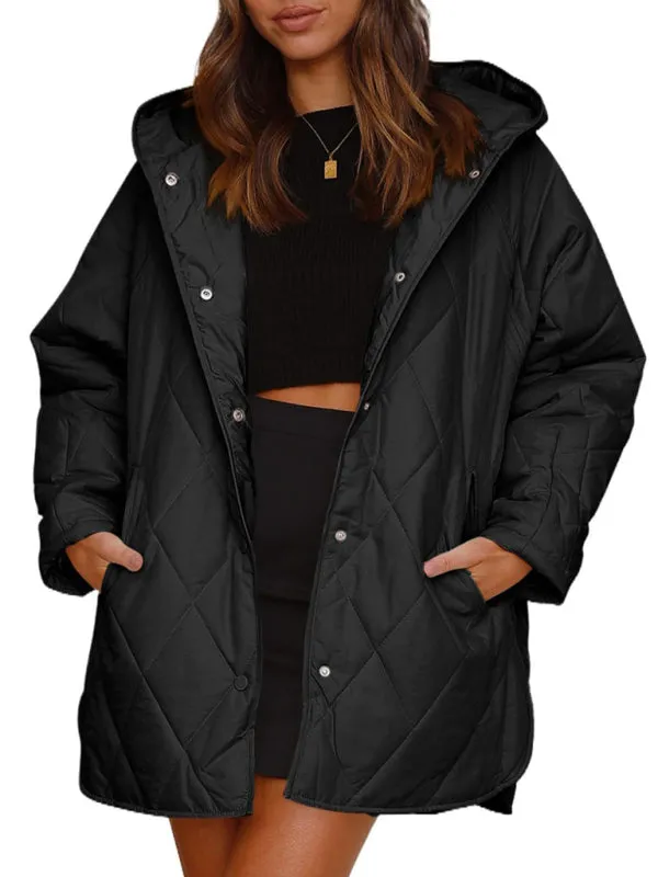 Wenkouban-Winter outfits ideas Women's oversize Loose Hooded Quilted Jacket