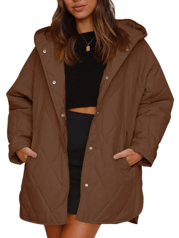 Wenkouban-Winter outfits ideas Women's oversize Loose Hooded Quilted Jacket