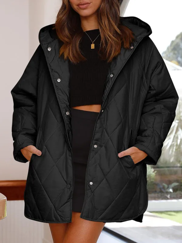 Wenkouban-Winter outfits ideas Women's oversize Loose Hooded Quilted Jacket