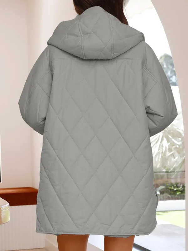 Wenkouban-Winter outfits ideas Women's oversize Loose Hooded Quilted Jacket