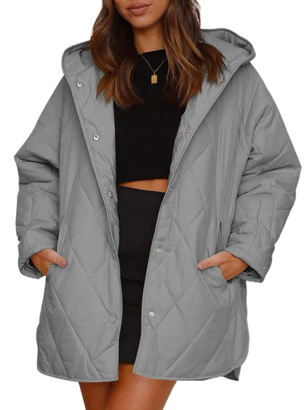 Wenkouban-Winter outfits ideas Women's oversize Loose Hooded Quilted Jacket