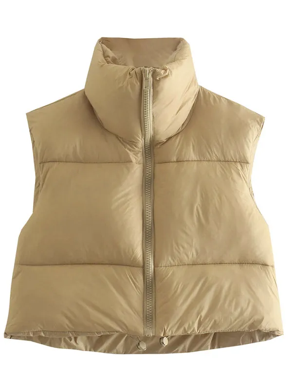 Wenkouban-Winter outfits ideas Women's quilted zipper stand collar vest jacket