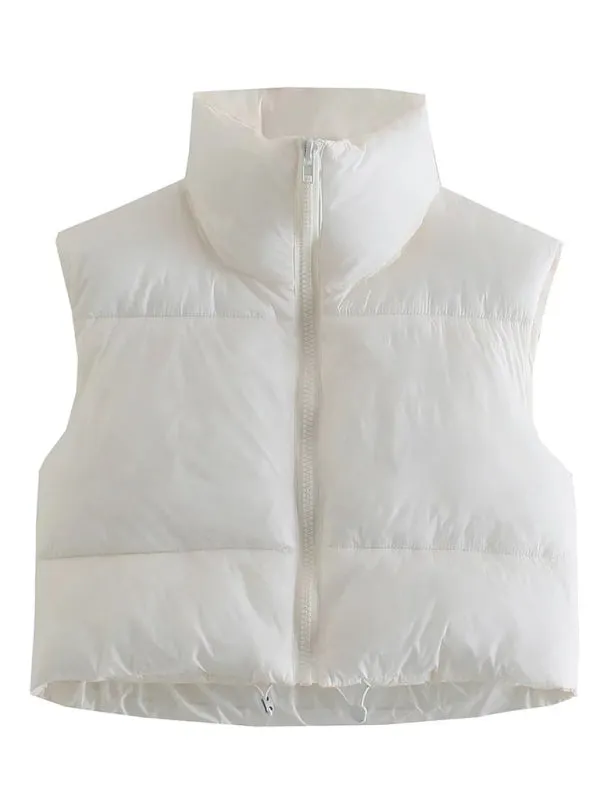 Wenkouban-Winter outfits ideas Women's quilted zipper stand collar vest jacket