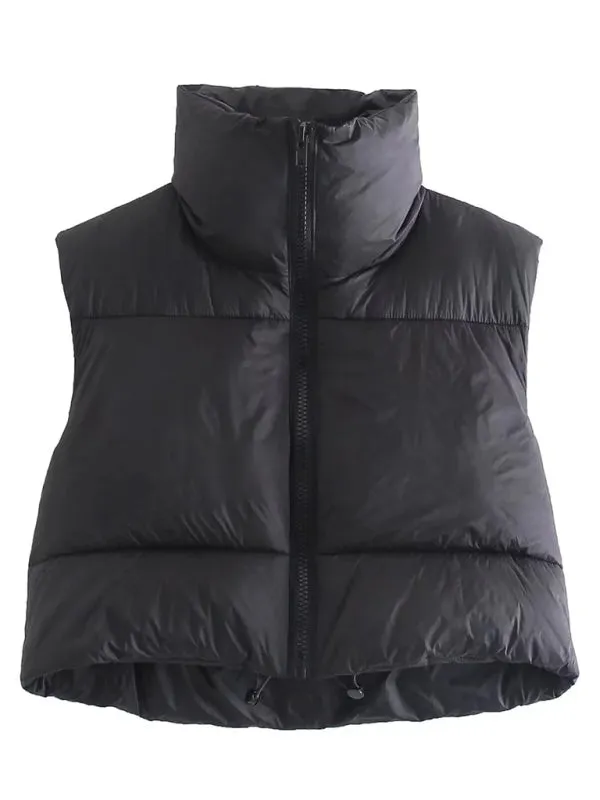 Wenkouban-Winter outfits ideas Women's quilted zipper stand collar vest jacket