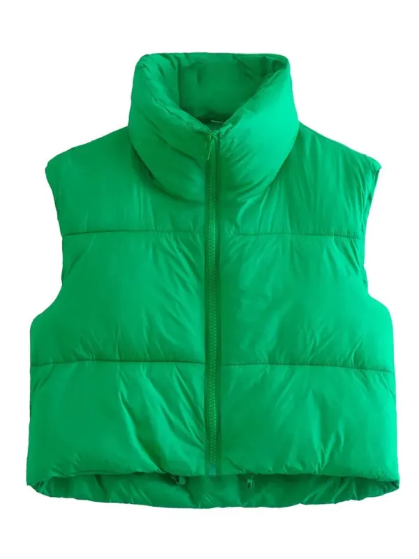 Wenkouban-Winter outfits ideas Women's quilted zipper stand collar vest jacket