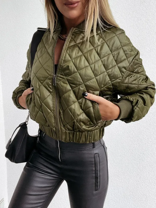 Wenkouban-Winter outfits ideas Women's Short Zip Closure Quilted Jacket