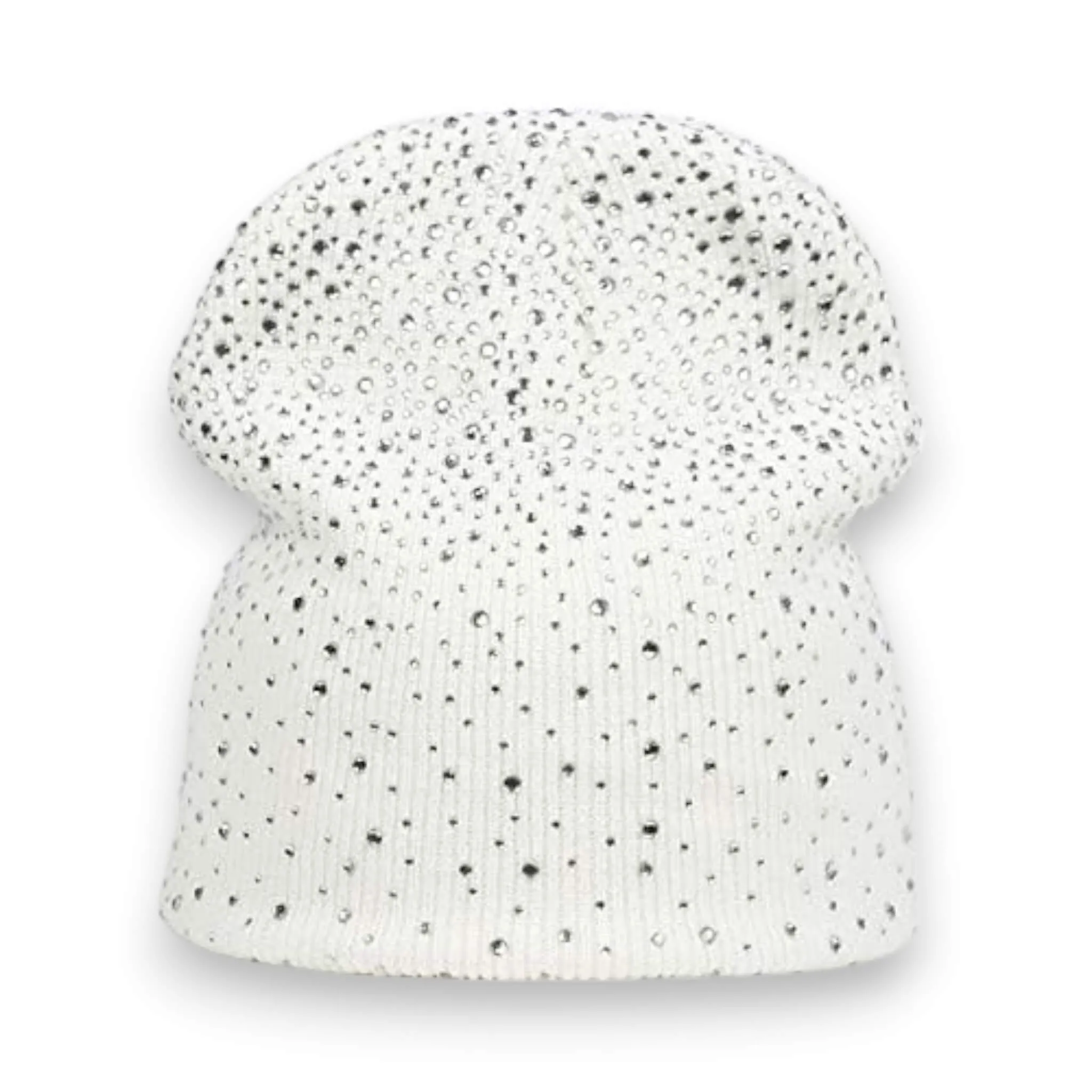 White Glittery Winter Knitted Beanie Cap